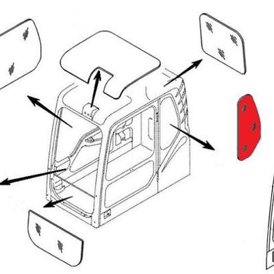 Стекло кабины левое за дверью (триплекс) 903-00073A DOOSAN / DAEWOO
