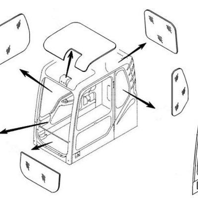 Стекло лобовое верхнее (триплекс) YA00001495 HITACHI серия ZAXIS-5G